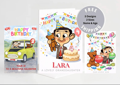 Bean style birthday card - bean,